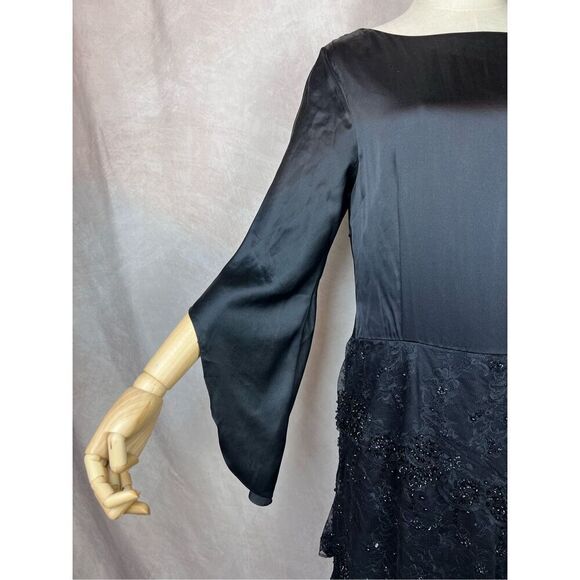 Vintage 80s does 20s Flapper Drop Waist Beaded Tiered Dress Victoria Royal LTD - Picture 4 of 9